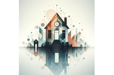 A bundle of beautiful abstrat surreal geometric house