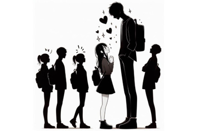 A bundle of cute short girl saw his tall boyfriend