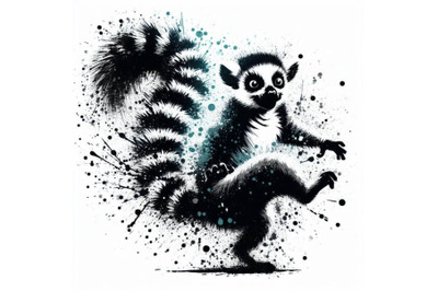 A bundle of Funny lemur  splash textured background