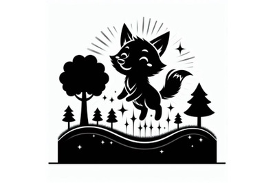 A bundle of happy Aardwolf clipart with tree and light emitting,