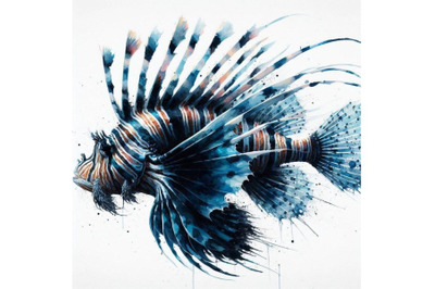 A bundle of Lionfish  painting white background