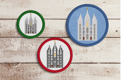 LDS Salt Lake City Temple ITH Round Patch | Applique Embroidery