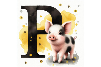 A set of animal alphabet P with Pig