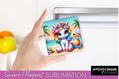 Unicorn Magnet Sublimation - Summer Beach Magnet for Fridge