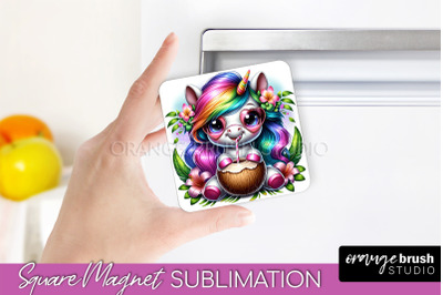 Unicorn Magnet Sublimation - Summer Beach Magnet for Fridge