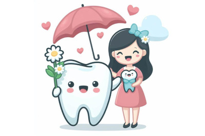 A bundle of Cute cartoon tooth smile happily with happy mother day