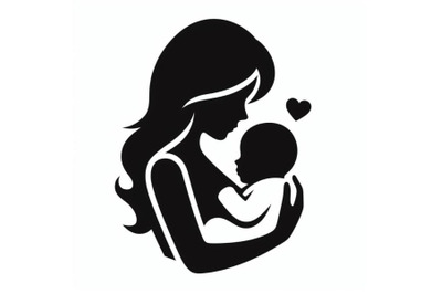 A bundle of Mom and baby icon. Mom and baby isolated symbol