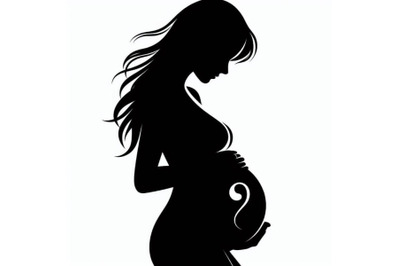 A bundle of Pregnant woman silhouette, vector symbol