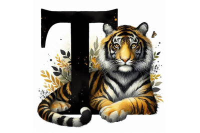 A bundle of animal alphabet T with Tiger