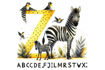 Bundle of animal alphabet Z with Zebra