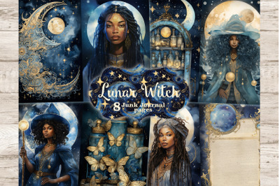 Lunar Witch Junk Journal Paper | Celestial Printable