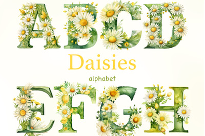 Daisies Alphabet Clipart | Floral Letters