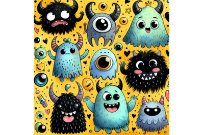 Bundle of cartoon cute monsters