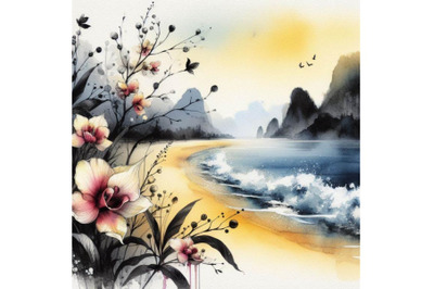 Bundle of Beautiful Beach with Fantasy Flower