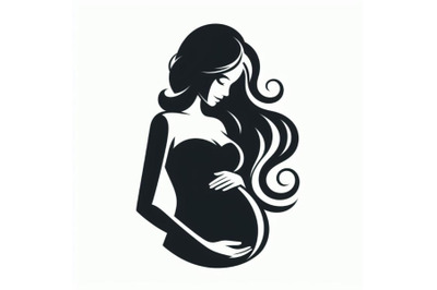 A bundle of Pregnant woman icon.Woman pregnancy symbol