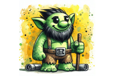 Bundle of A cartoon of a troll who is green and has a belt and belt