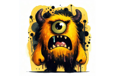 Bundle of A cartoon monster with an angry expression