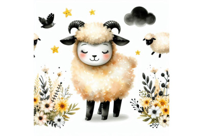 Bundle of Sheep, cute animal character