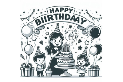 Bundle of Happy birthday cartoon sign