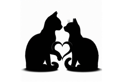 Bundle of isolated two cats in love