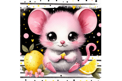 Bundle of Cartoon pink little mouse