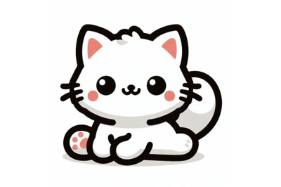 Bundle of cute cat white background Clipart