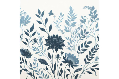 Bundle of Dusty Blue Floral Graphics