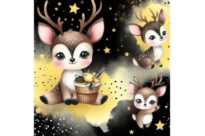 Bundle of Cute deer cartoon