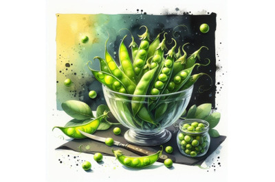 Bundle of Fresh pea in glass bowl