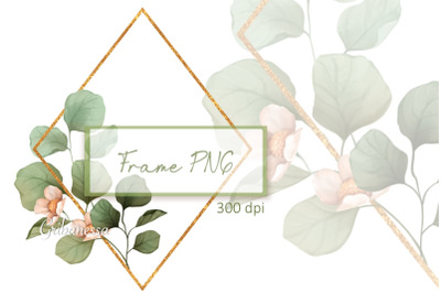 Gold frame PNG | Frame with flowers