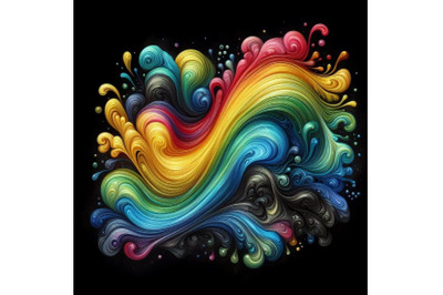 A bundle of Rainbow liquid forming a wave ripple