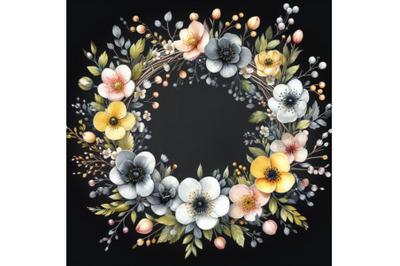 Bundle of Wreath with first spring flowers