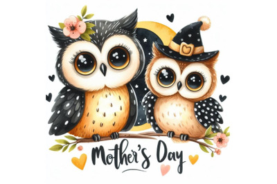 Bundle of two cute owls Mothers Day