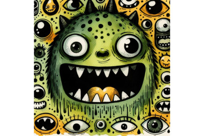 Bundle of a green cartoonish monster face