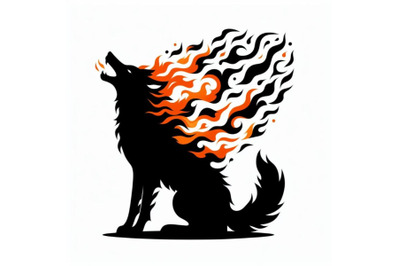 Bundle of fire blowing wolf