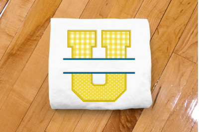 Varsity Letter U Split | Applique Embroidery