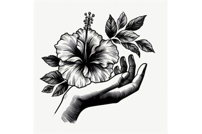 Bundle of hand drawing hibiscus flower outline