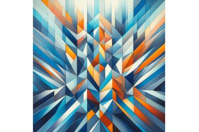 Bundle of Geometric Painting In Blue And Orange