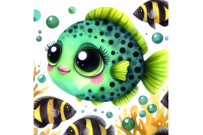 Bundle of Cute Green Fish