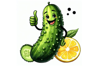 Bundle of Cartoon cucumber giving thumbs up