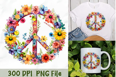 Peace Sign Encircled in Flowers