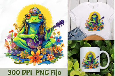 Joyful Frog Playing Guitar