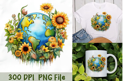 Earth Surrounded by Flora and Fauna