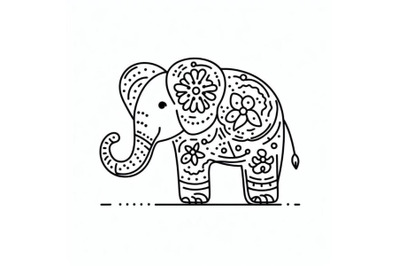 Bundle of Hand drawn elephant icon,one line art