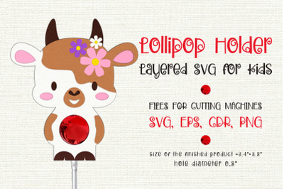 Cute Cow | Lollipop Holder | Paper Craft Template