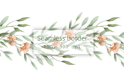 Floral garland clipart | Delicate seamless border PNG