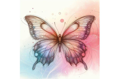 Bundle of A Butterfly Line Art and Pastel Abstract Background