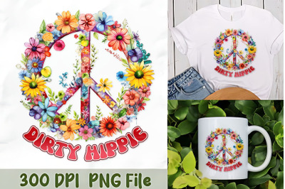 Dirty Hippie Love with Floral Peace Sign