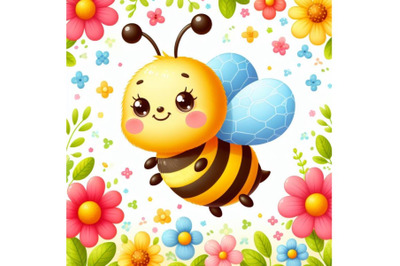 Bundle of Honey bee flying with joy