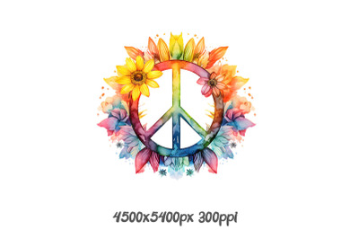 Peace Sign with Floral Wreath